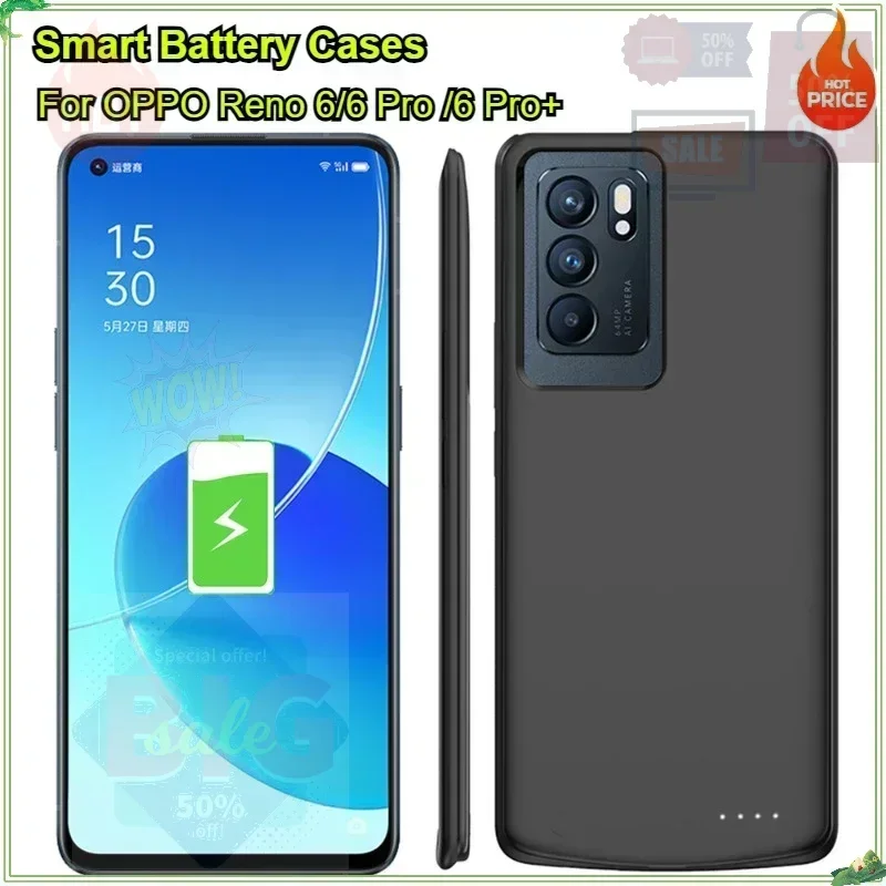 

10000mAh Battery Cases Portable Powerbank Cover for OPPO Reno 6 Pro Plus Power Bank Cover for OPPO Reno 6 Pro+ Charging Case