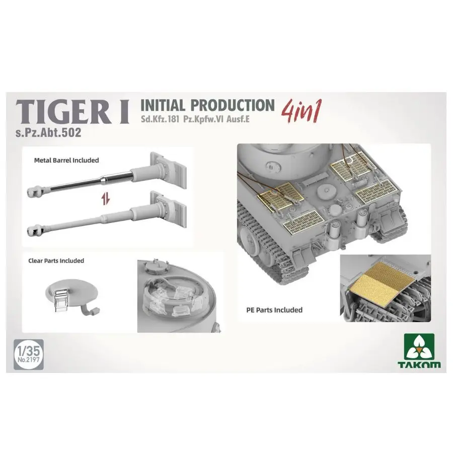 TAKOM 2197 1/35 Sd.Kfz.181 Pz.Kpfw.VI Ausf.E Tiger I Initial Production[4 in 1]