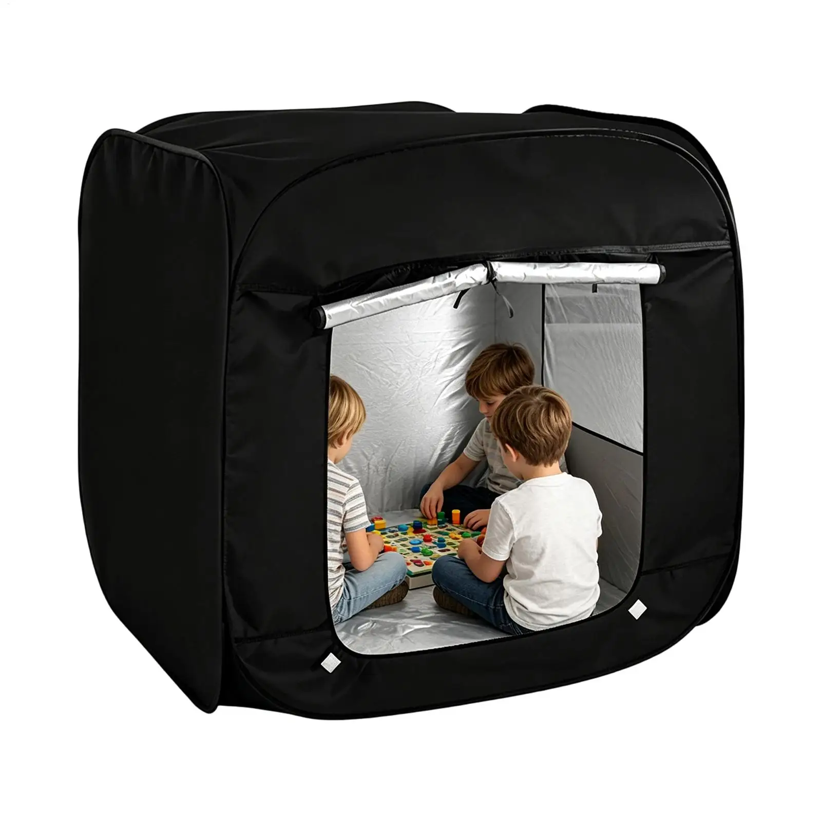 Sensory Play Tent Portable Foldable Den with Window Calm Down Black Tent for Children Bedroom Room Home Sleep Camping Outdoor