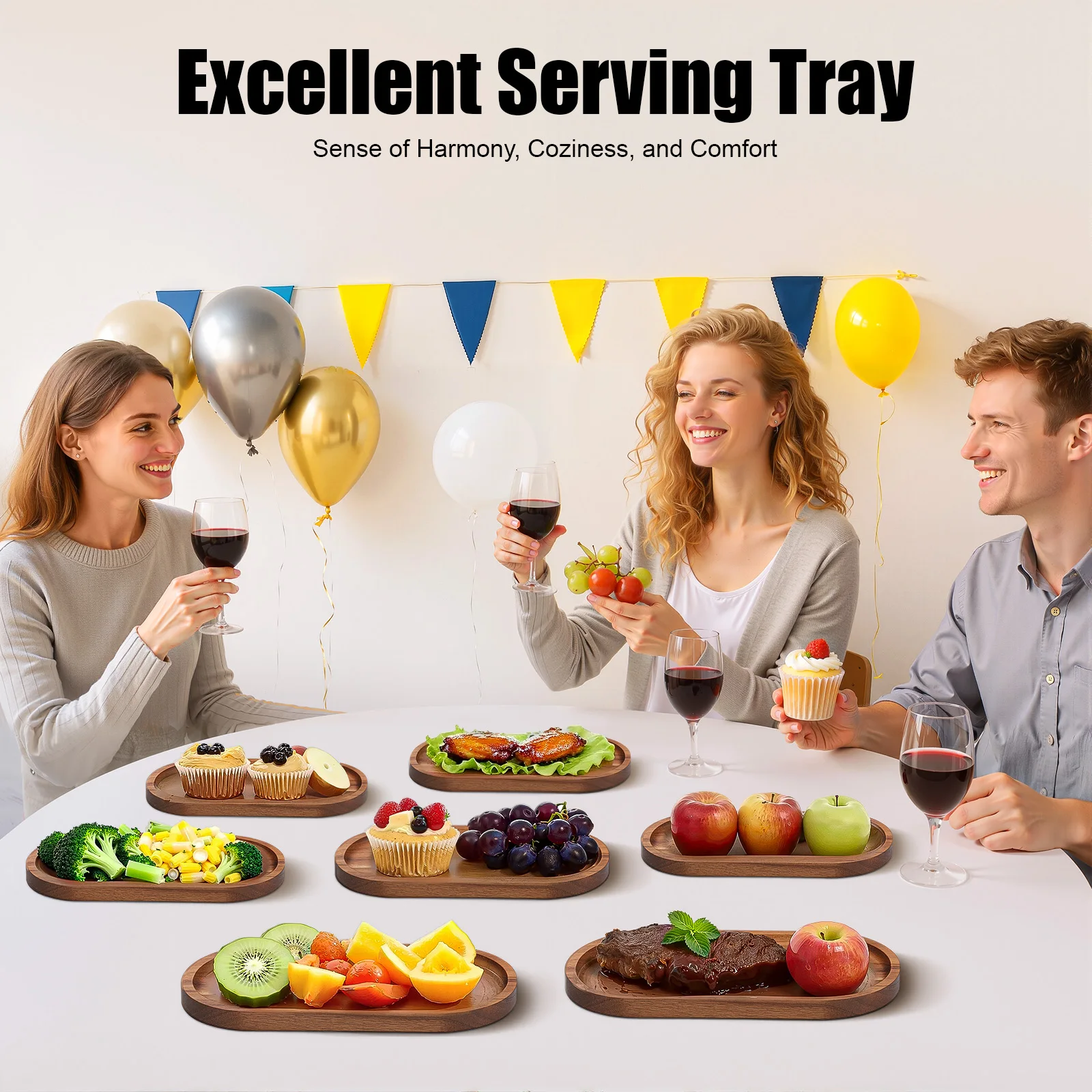 12 قطعة من صواني تقديم الخشب من BulkHarbor، أطباق خشبية طبيعية، ألواح Charcuterie، أطباق خشبية بيضاوية، صفقة للأغذية والجبن والخبز #2