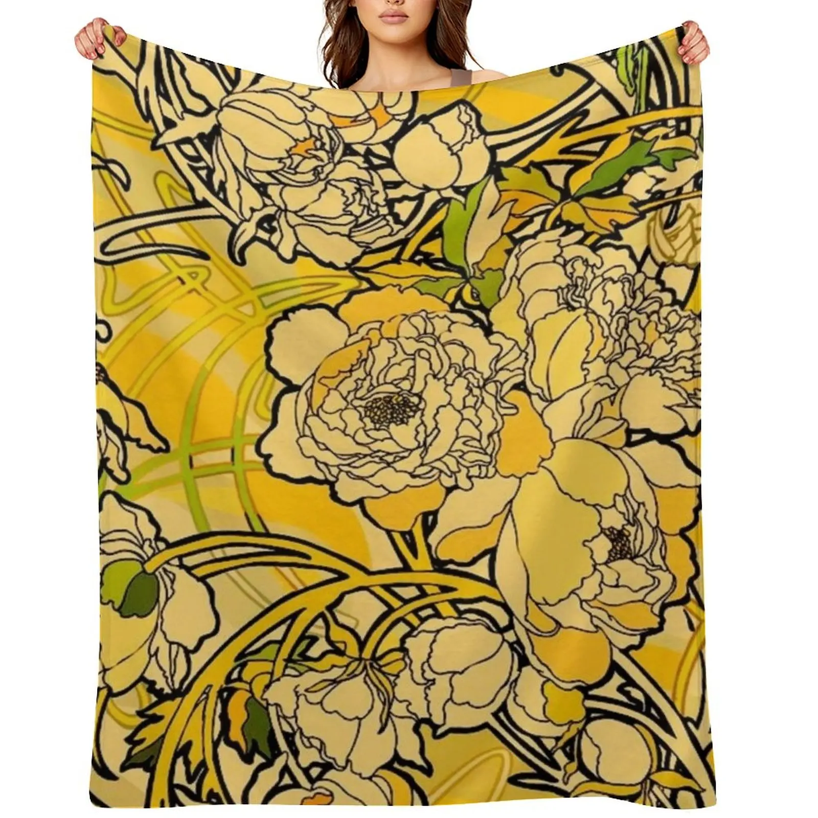 Alphonse Mucha - Flowers, (1860-1939),No,04. Throw Blanket Thermal cosplay anime Sofa wednesday Blankets