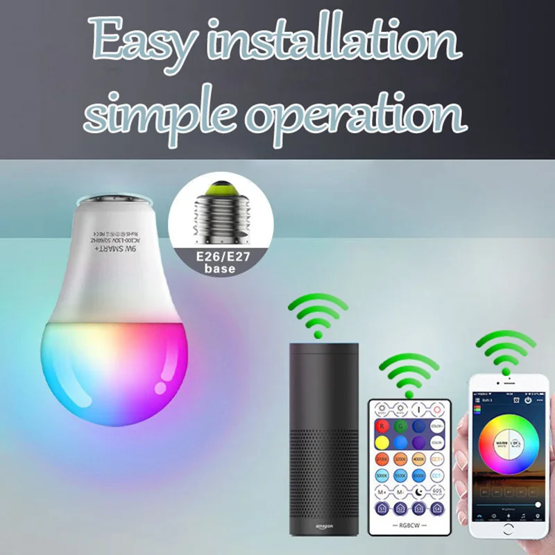 Tuya-Smart Color Remote Music Lamp, 9W, E27, Luzes de Natal, Luz Noturna, Blu Wifi, RGB, Lâmpadas LED, Economia de Energia, 2022, Novo