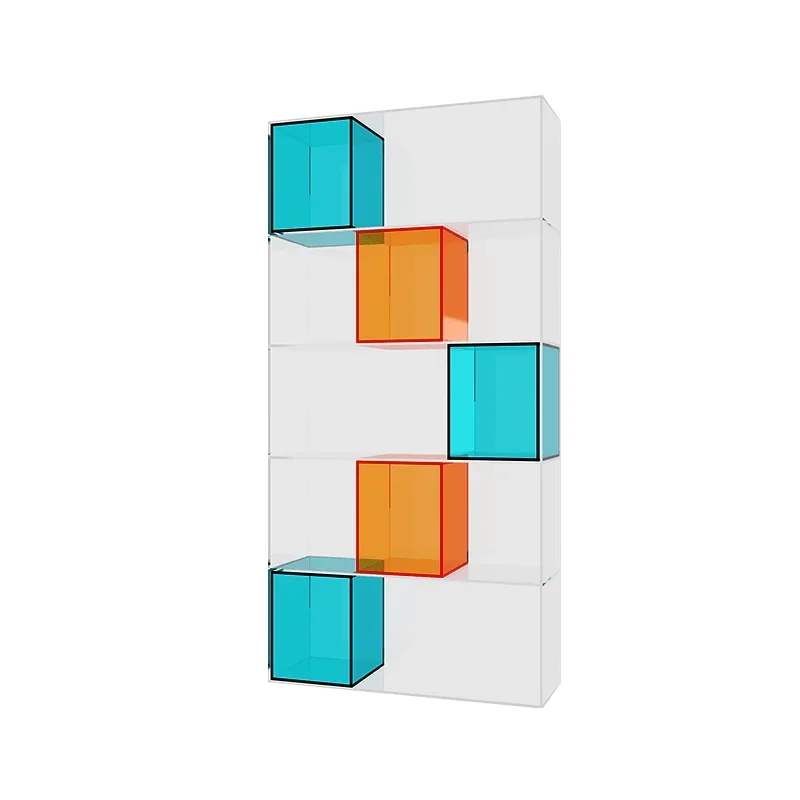 Light luxury acrylic bookshelf Floor-to-ceiling living room storage display rack Office partition figure rack Multifunctional