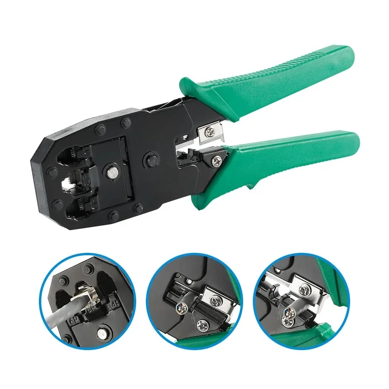 RJ45 RJ11 RJ12 Crimping Tool, 4P 6P 8P Ethernet LAN Cable Crimper Cutter Stripper Pliers for Network Connectors - view 4