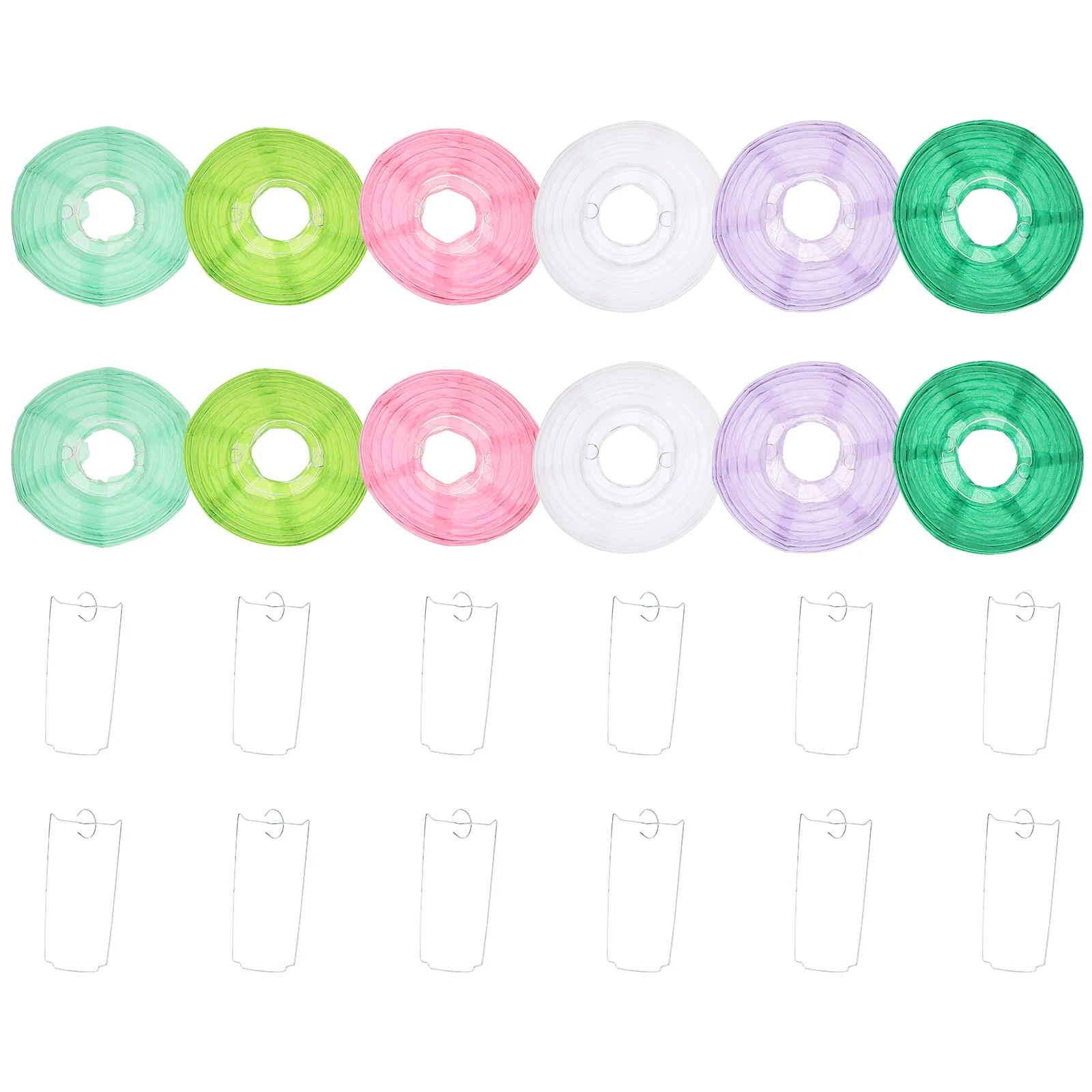 

12 Pcs Paper Lantern Christmas Lanterns Asian Hanging Fold Steel Wire Colorful New Year Decorations