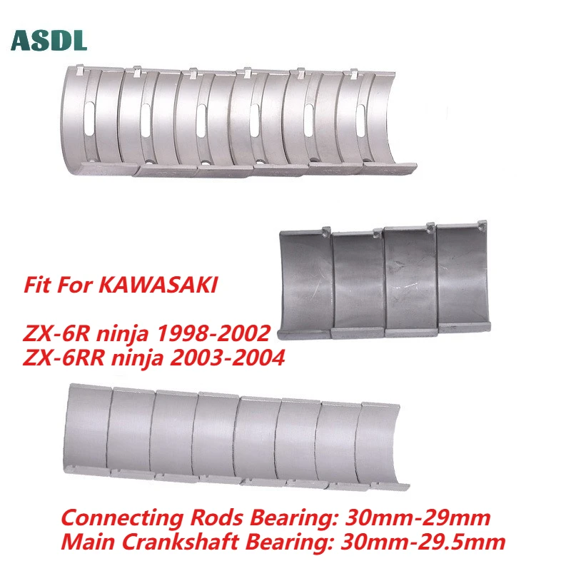30mm-29mm Connecting Rod 30mm-29.5mm Crankshaft Bearing for Kawasaki ZX-6R Ninja 1998-2002 ZX-6RR Ninja 2003-2004 ZX6R ZX 6R