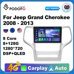 Podofo 9 ''Android 11 Autoradio Autoradio per Jeep Grand Cherokee 2008 - 2013 lettore multimediale Carplay WIFI DSP Radio 2 Din