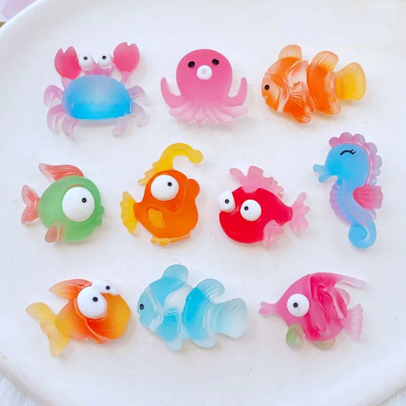 10Pcs/Lot New Mini Cute Ocean Series Flatback Resin Kawaii Scrapbooking Embellishments Diy Accessories