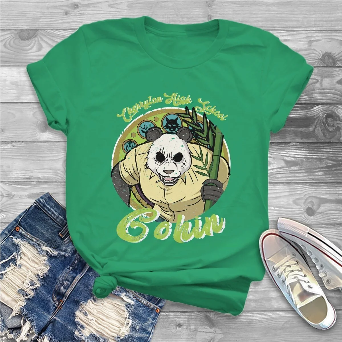 

Женская футболка оверсайз GOHIN с высоким воротником и длинными рукавами, с принтом Beastars Animal Anime, молодежная модная приталенная футболка K Sle