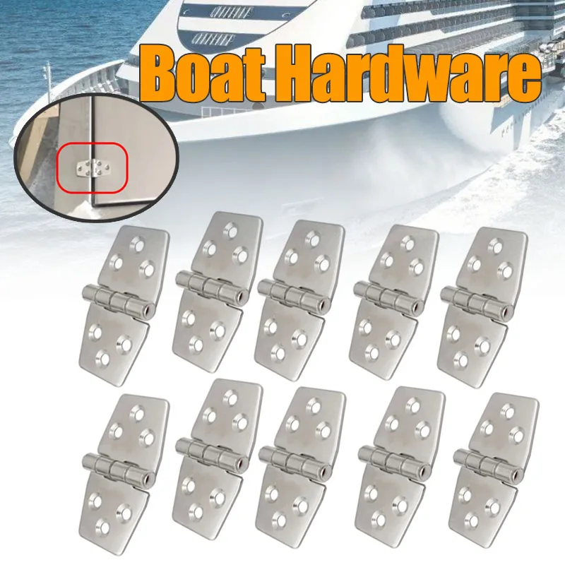 10Pcs Boat Hinge 316 Stainless Steel Strap Door/Window/Cabinet/Deck Flush Mount For Marine Yacht RV Camper Marine Accessories