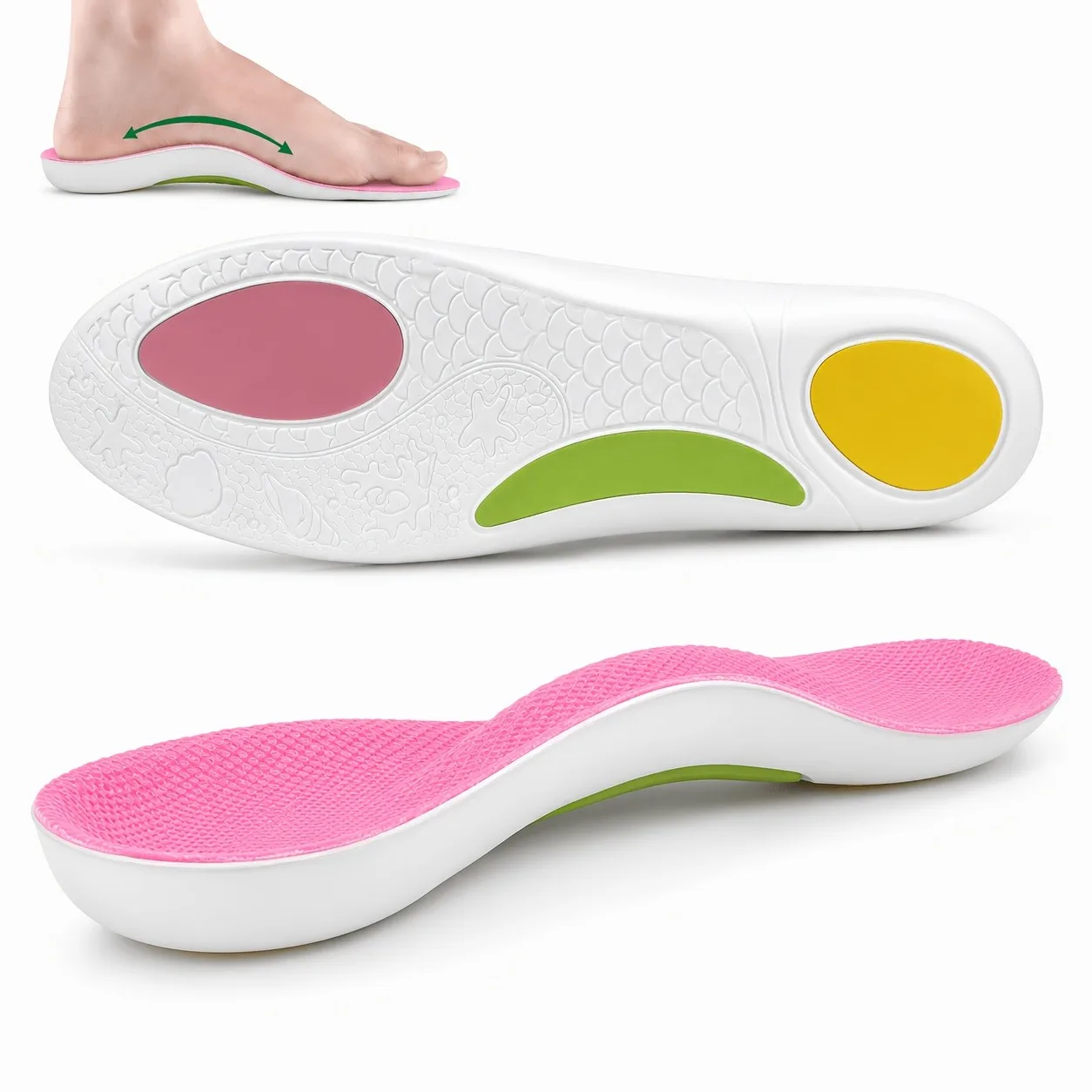 1 Pair Arch Support Insoles Deep U-Shaped Heel Cup Cushion Inserts for Sneakers Casual Shoes