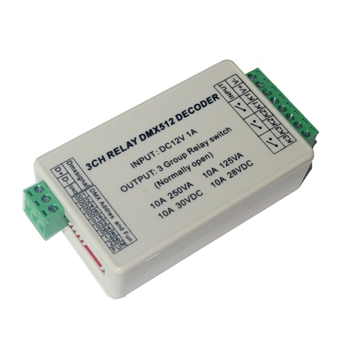 

SUPER HOT 3CH Dmx512 LED Controller DMX512 RELAY OUTPUT Decoder DC12V 10Ax3CH