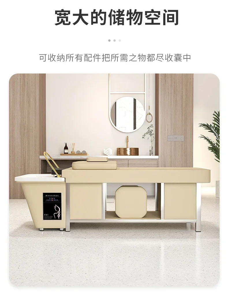 Thai style hair care shampoo bed New stainless steel frame intelligent constant temperature water circulation barber shop