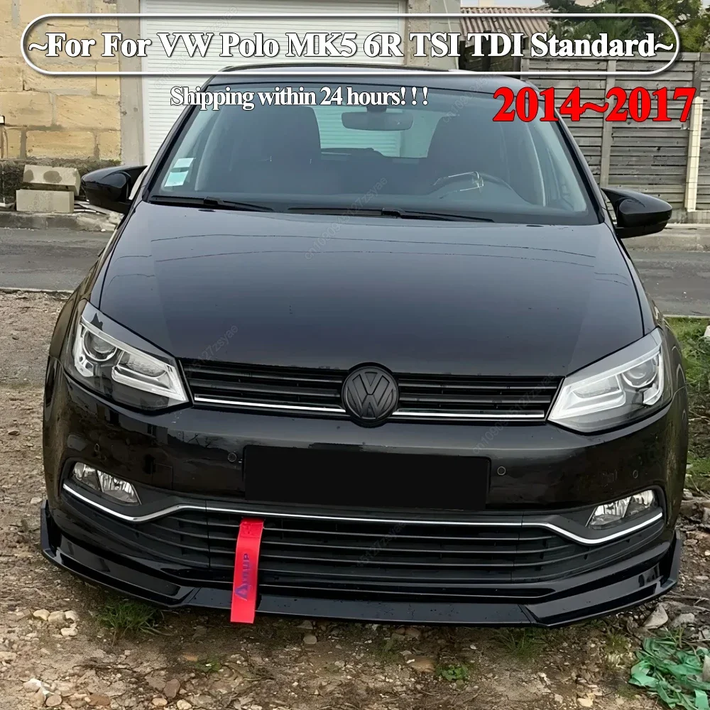 

Передний бампер автомобиля, сплиттер, спойлер, диффузор для VW Polo MK5 6R TSI TDI Standard Pre-Facelift 2014-2017, комплекты кузова, тюнинг, черный