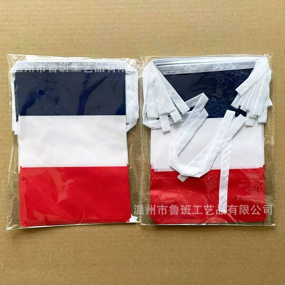 Drapeau de la France 14x21cm, 20 pièces/paquet, bannière en polyester pour la décoration, guirlande 