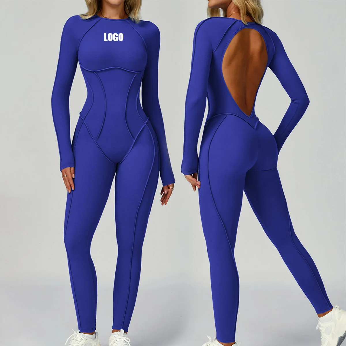 โลโก้ที่กําหนดเองผู้หญิง yoga onesie กลวงกลับ yoga เสื้อผ้าสามมิติแน่นกีฬาฟิตเนสเสื้อผ้า