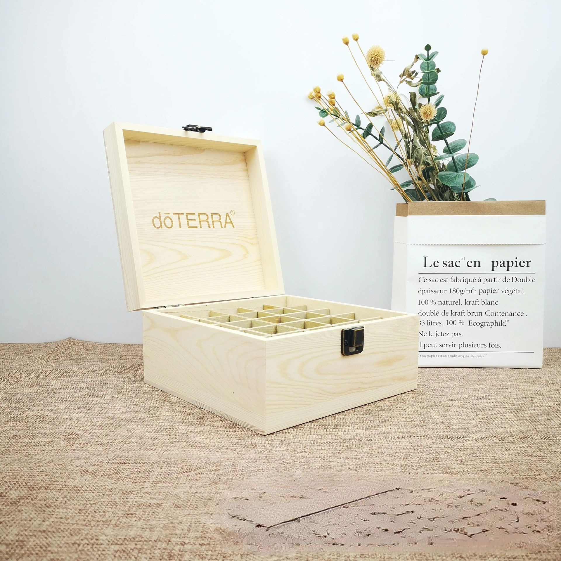 For doTERRA Wooden Storage Box 25 Slots Carry Organizer Essential Oil Bottles Aromatherapy Container Storage Box Case