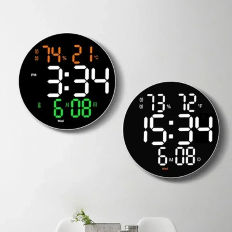 

Digital electronic clock perpetual calendar wall clock living room simple decoration led clock dazzling smart clock hanging wall