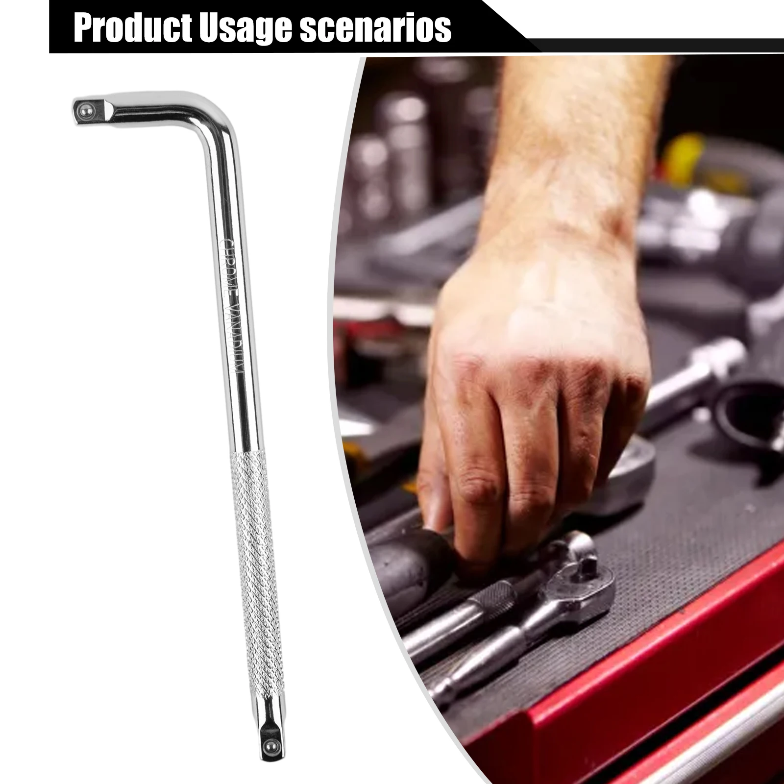 

1 шт. Удлинитель-переходник L-образной формы с двумя концами, нескользящий, для торцевых ключей 1/2, 1/4, 3/8, L-образная втулка, соединительный стержень