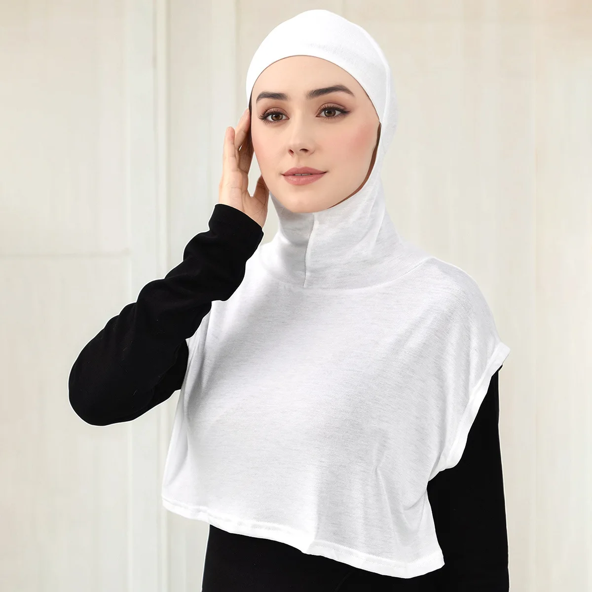 New Hot Sale Mercerized Cotton Hooded Fake Collar, Versatile Solid One-Piece Head Scarf with Collar Cap for AliExpress