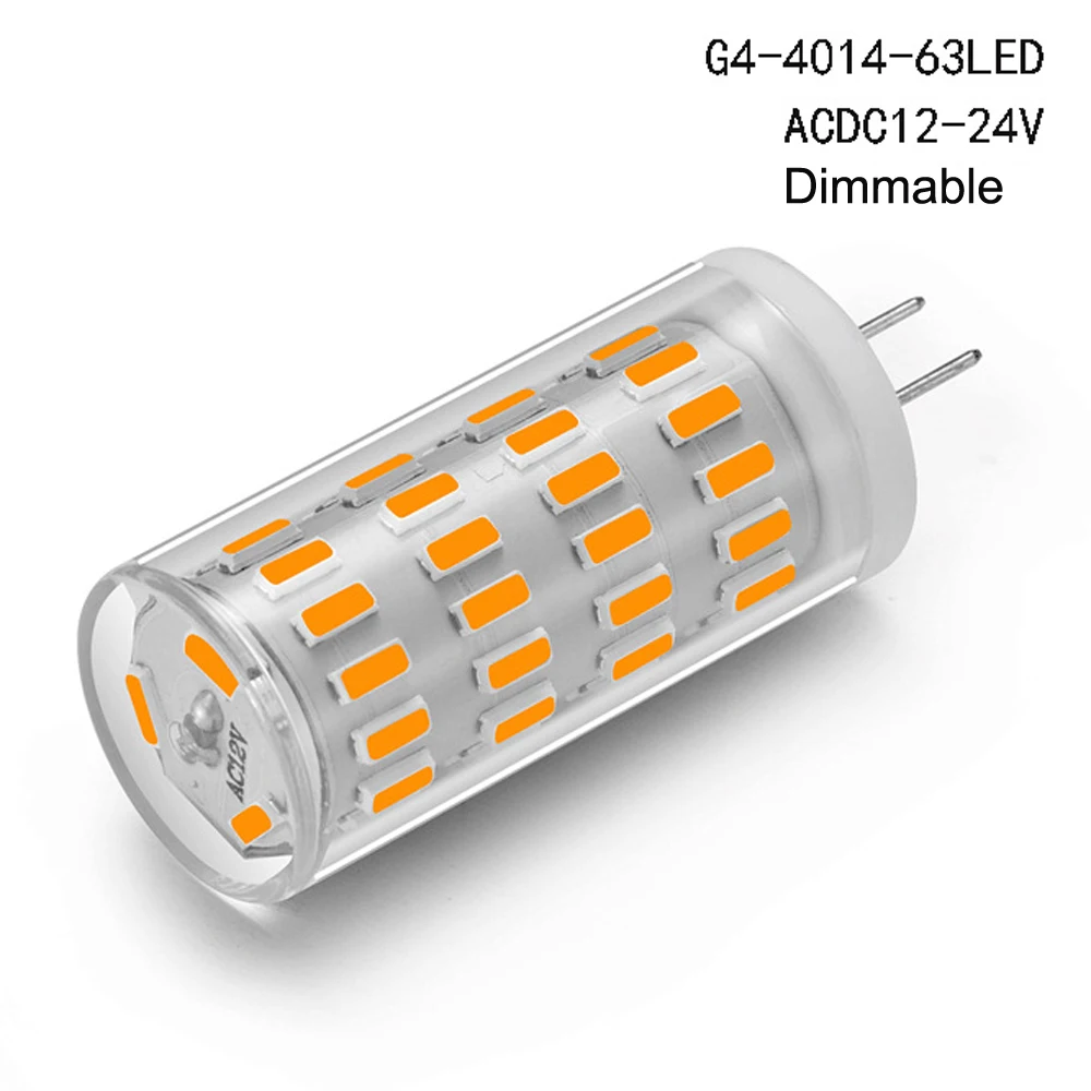 10pcs AC DC 12v 24v Dimmable G4 G9 E14 LED Bulb Led Lamp 4014  63 leds 5w Corn Lamp Replace 40 Halogen Bulb 3000k 4000k 6000k