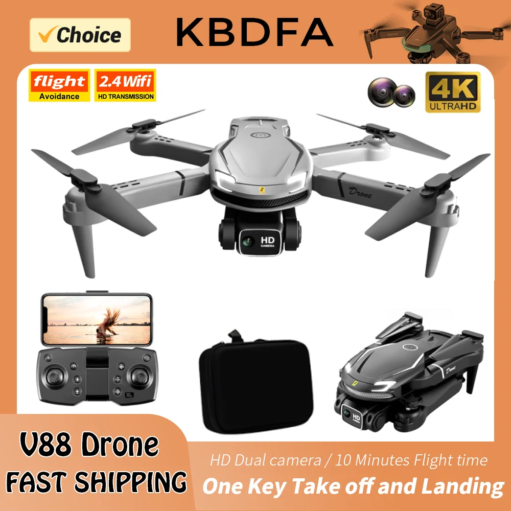 KBDFA V88 WIFI FPV Drone With Wide Angle HD 4K 1080P Camera Height Hold Foldable Quadcopter RC Helicopters Drones Kids Toys Gift