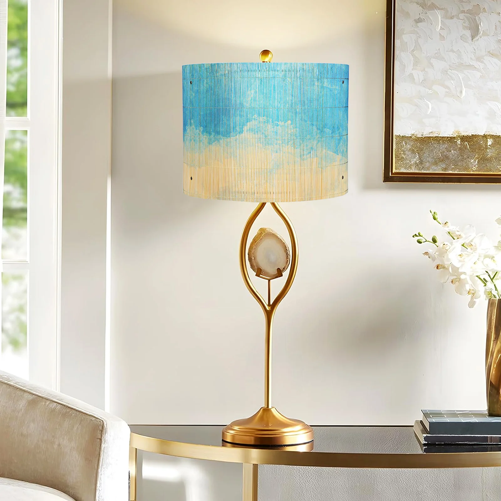 

Bamboo Pendant Light Shade Watercolor Printed Soft Lighting Decor Lamp Shade Large Bamboo Lampshade Barrel Lamp Shades