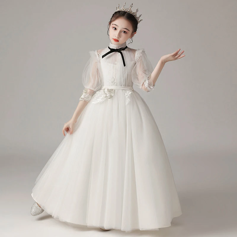 Children Clothing Green Dress for Girls 3 To 14 Year Elegant Formal Evening Dresses Long Luxury Cute Kid Wedding Party Ball Gown