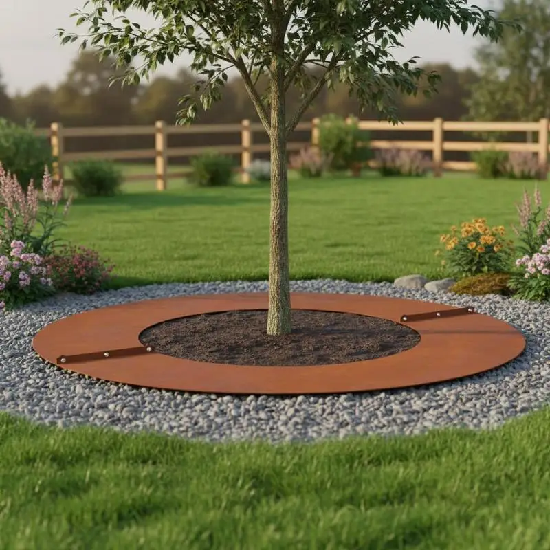 Flacher Baumring Braun Ø40/70cm, Stahl, leicht zu reinigen, hochwertige Gartendekoration