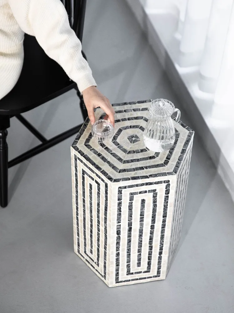 Nordic Coffee Tables,Natural Shell Furniture, Living Room,Hexagonal Sofa,Side Corner Table Ornament