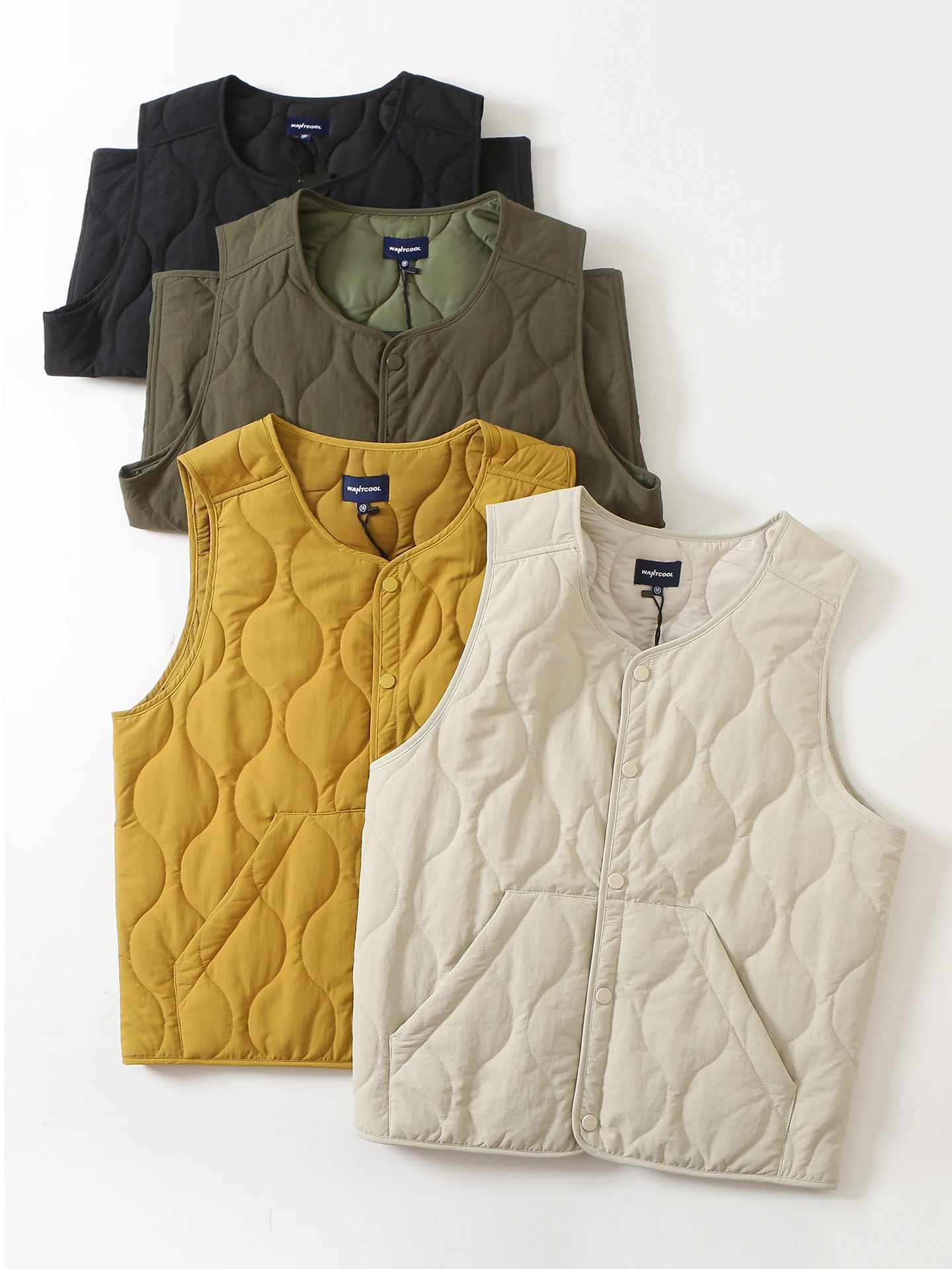 

Retro Japanese Sle Light Weight Thin Cotton Quilted Vest for Men And Women Windproof Waterproof Warm Layered Trendy