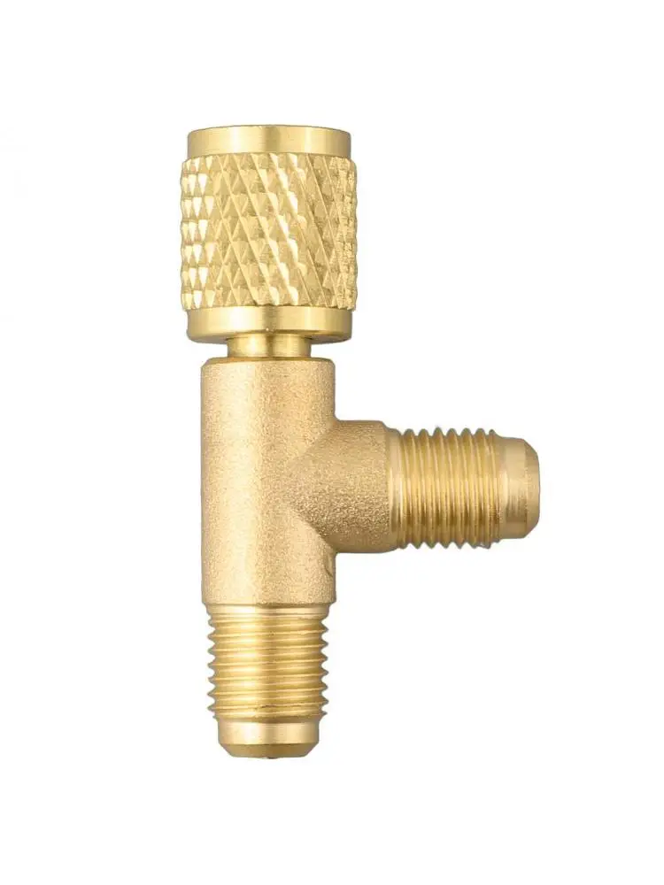 1 szt. Adapter trójnika do szybkiego łączenia z zaworem mosiężnym 1/4 "SAE do adaptera R22 R12 R134 sprzęt gospodarstwa domowego akcesoria do klimatyzacji — zdjęcie 2