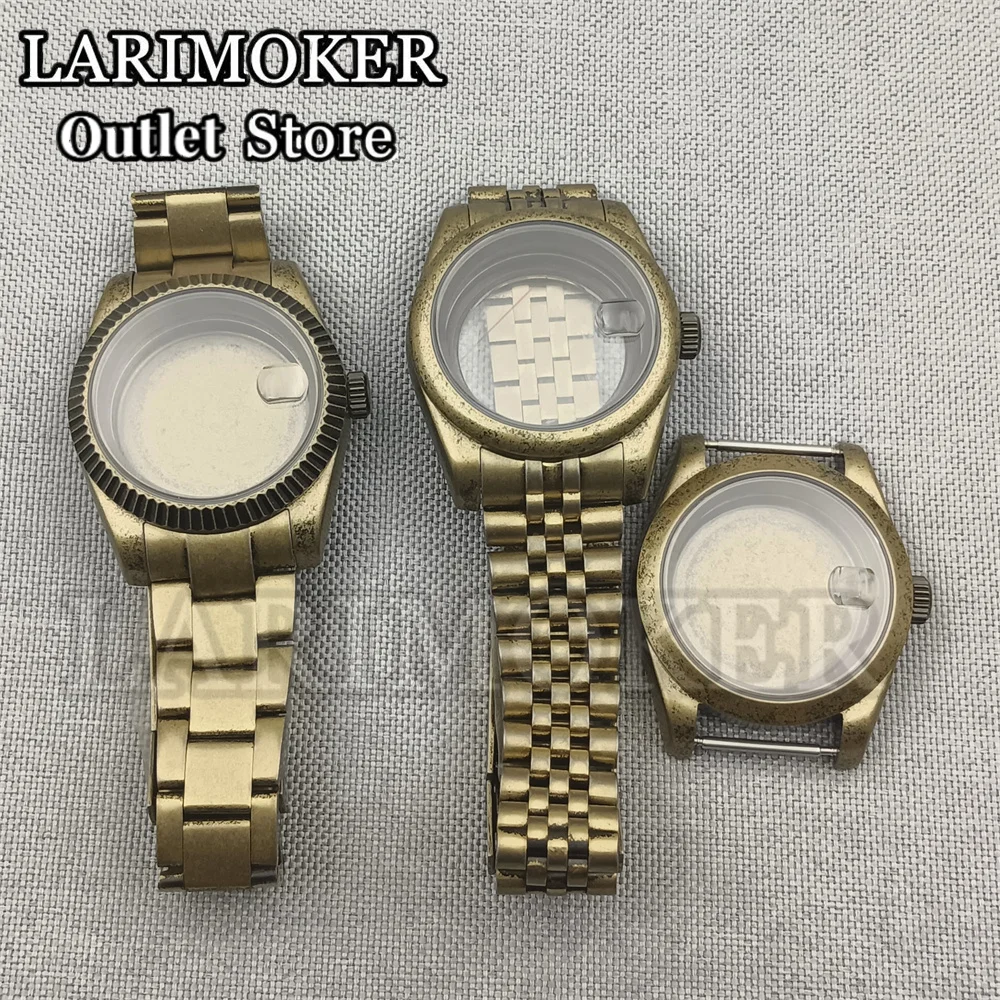 

LARIMOKER 39mm Black gold Rose gold bronze coating sapphire glass watch case fit NH35 ETA2824 PT5000 movement