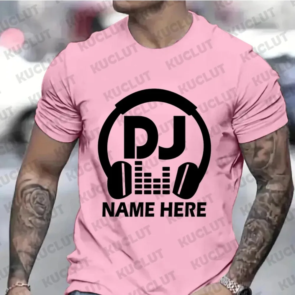 T-shirts for Men Personalised Custom DJ Music Headphones T-shirt Singing Club Singer Birthday Gift Tshirts DIY Unisex Tee Top