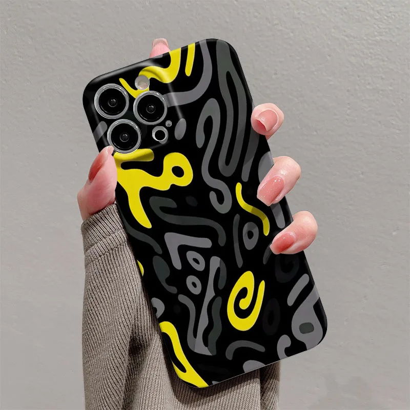 Phone Case For iPhone 17 16 15 14 13 12 11 Pro Max Air 16e 7 8 Plus XS Max X XR Abstract Graffiti Pattern Hard PC Back Cover