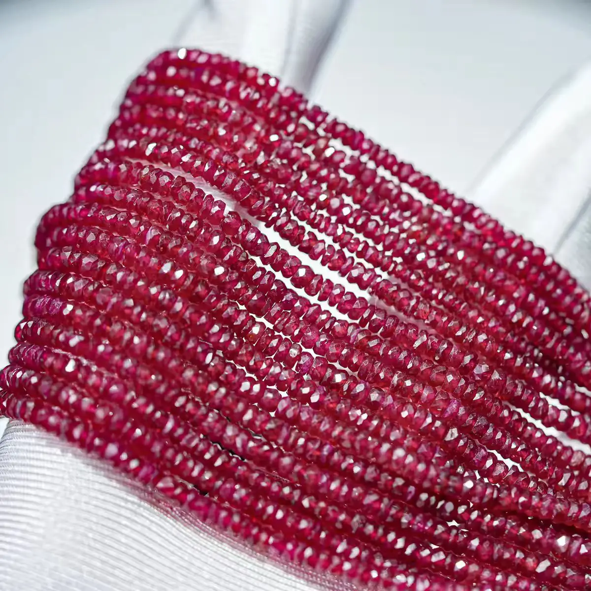 Red Ruby Roundelle Faceted 2-3mm Loose Beads 15cm for DIY Jewelry Necklace Wholesale