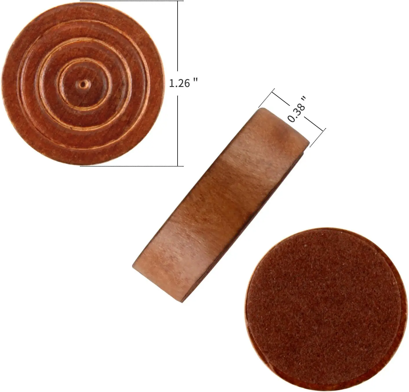 Thread Wooden Checkers Pieces Nature Wood Backgammon Pieces with Drawstring Bag, 5 Dices Included