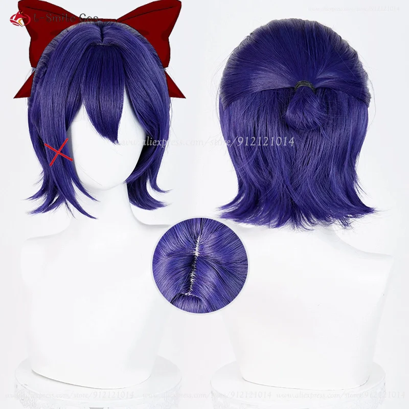 ميتا تصفيف الباروكات جمع الأرجواني الأزرق شعر مستعار قصير ميتا أنيمي شعر مستعار تأثيري مقاومة للحرارة الاصطناعية الشعر + غطاء شعر مستعار #5