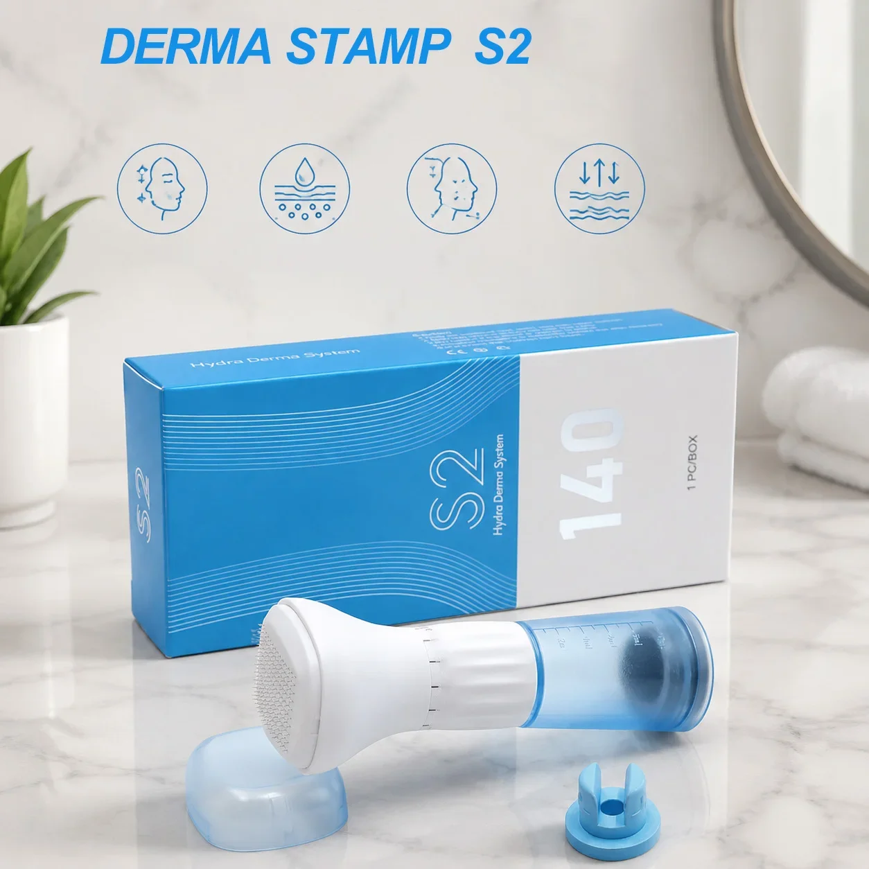 Neues S2 Derma Stamp Gesichtspflegegerät - 140 Nadeln Mikronadel-Schönheitsgerät, Nadellänge 0,25 mm – Detail 4