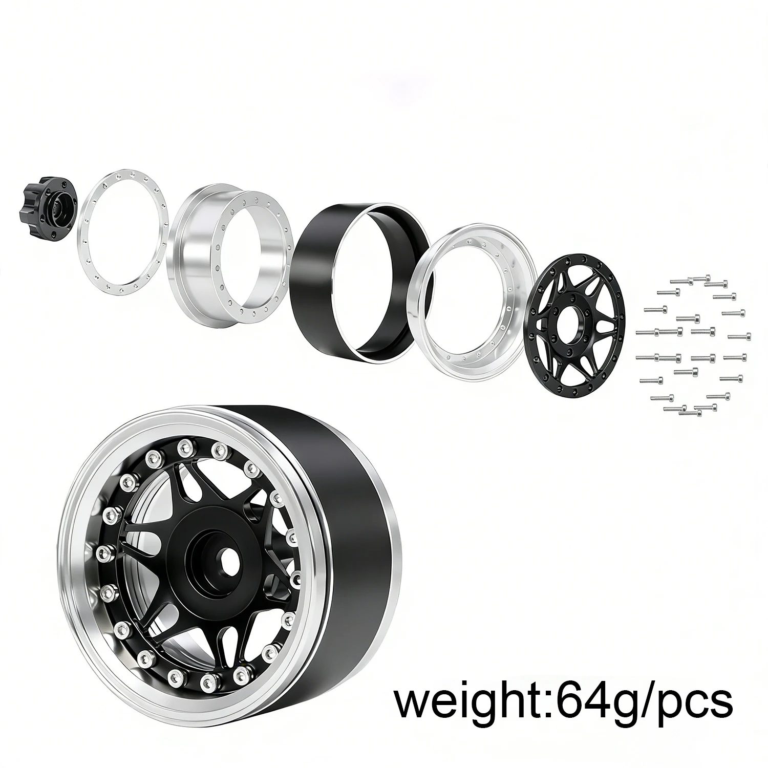 

1.9-дюймовые регулируемые алюминиевые диски CNC с бортиком (бидлок) для радиоуправляемых краулеров 1/10 TRX4 TRX6 SCX10 GEN8 RC4WD D90, запчасти для тюнинга