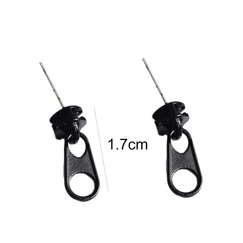 1 Pair Metal Earrings  Simple Charming Female Zipper Earrings  Portable Ladies Earrings