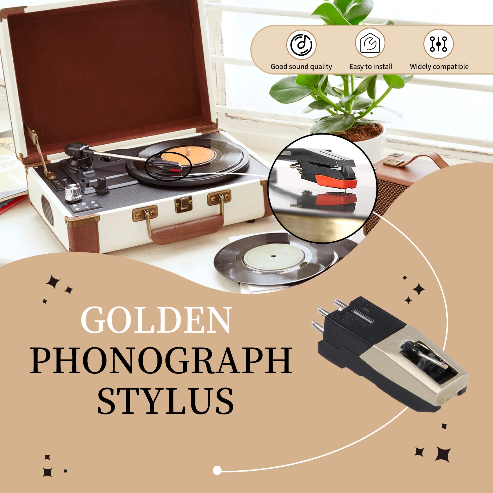 SMIEA Record Player Needle, Upgraded Record Player Cartridge with Diamond Stylus Replacement for Crosley,Victrola, ION, LP