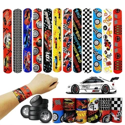 12Pcs Racing Car Slap Bracelets Gift Race Car Party Decoration Happy Kids Boys Hot Wheels Racing Car Theme Birthday Party Favors