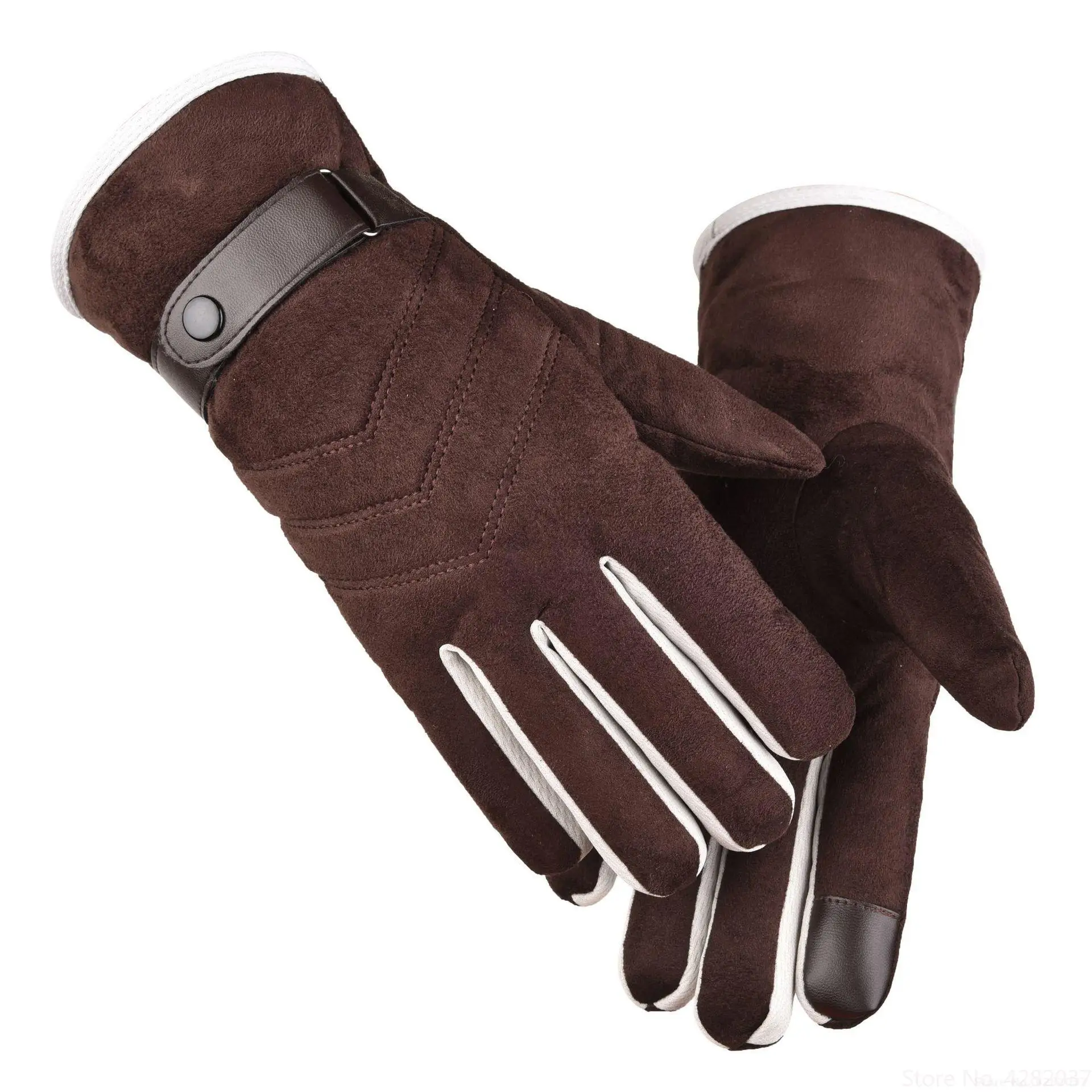 Deerskin velvet fabric Gloves Men Women Gloves Touch Cold Windproof Outdoor Sports Warm Thermal Fleece Running Ski gloves