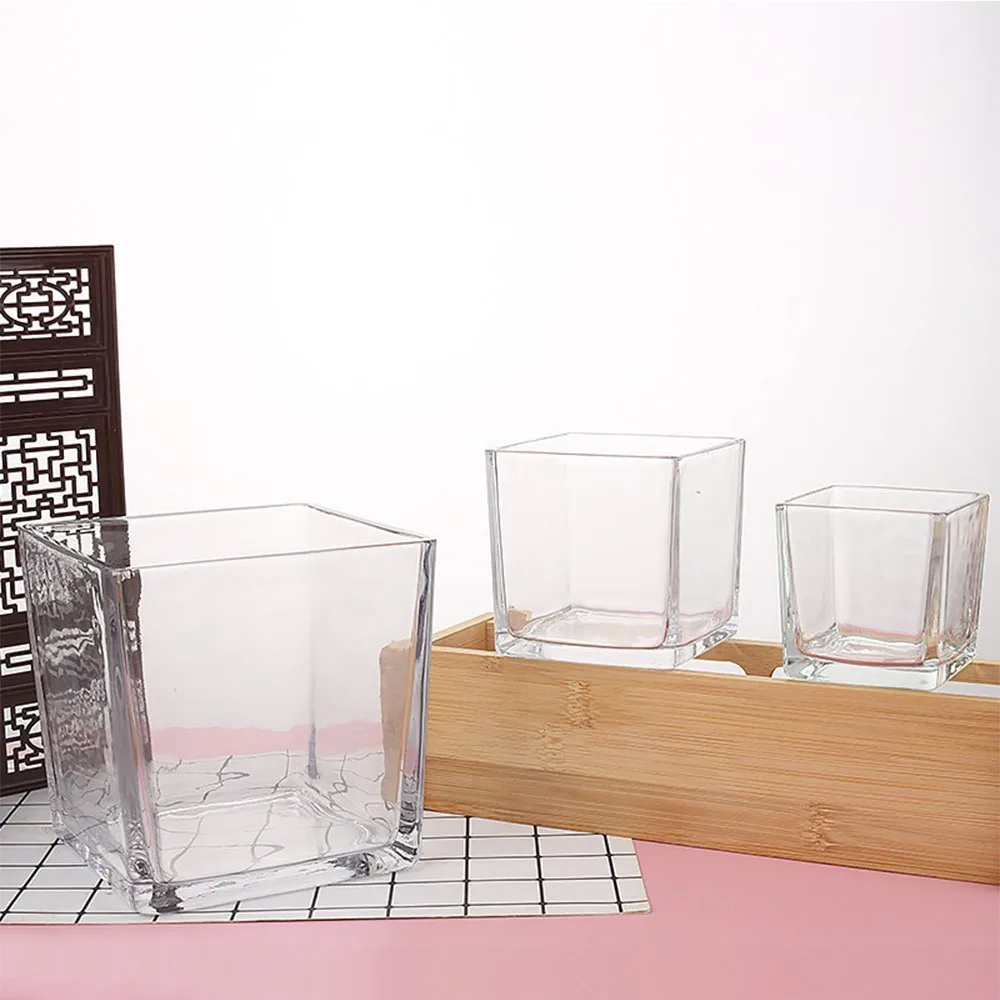 Geometry Square Candlestick Incense Making Candles Jar Supplies Transparent Glass Home Bedroom Desktop Decor DIY Tea Cup Gifts