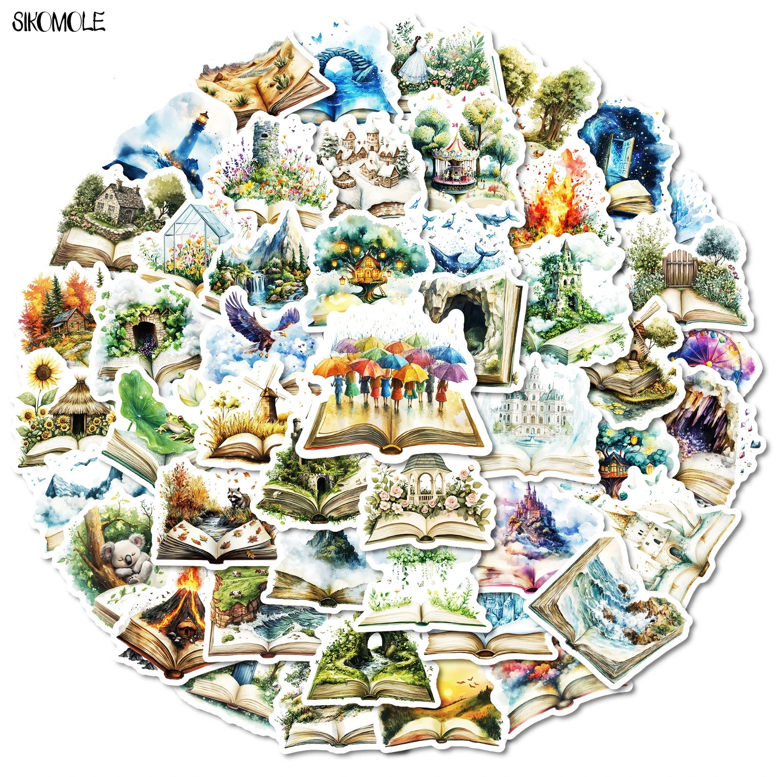 10/30/50PCS The Forest World In The Book PVC Stickers Aesthetic Art DIY Decoration Toy Kid Travel Luggage Graffiti Sticker Pack