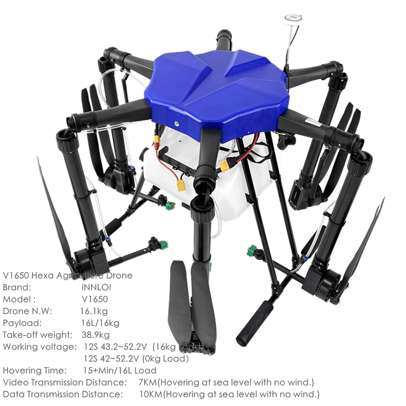 INNLOI DIY V1650 16L Spraying Pesticides Agricultural Drone Load 16kg For Spreading Seed Particles Industry Applications UAV