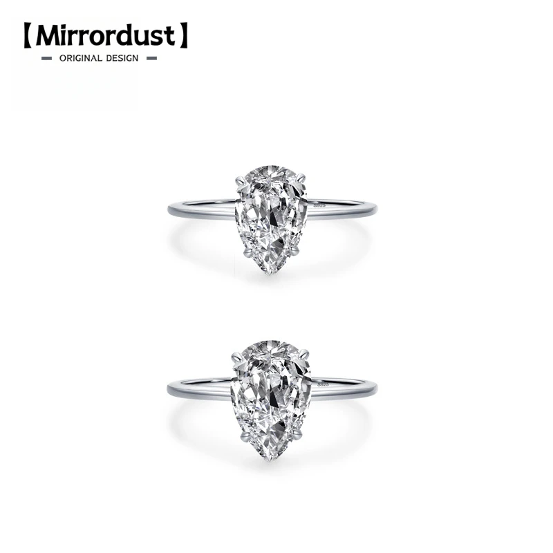 

【Mirrordust】S925 Серебряное роскошное кольцо с каплями воды, ультра сверкающее кольцо с имитацией бриллианта для женщин, модные кольца с закрытым цирконом