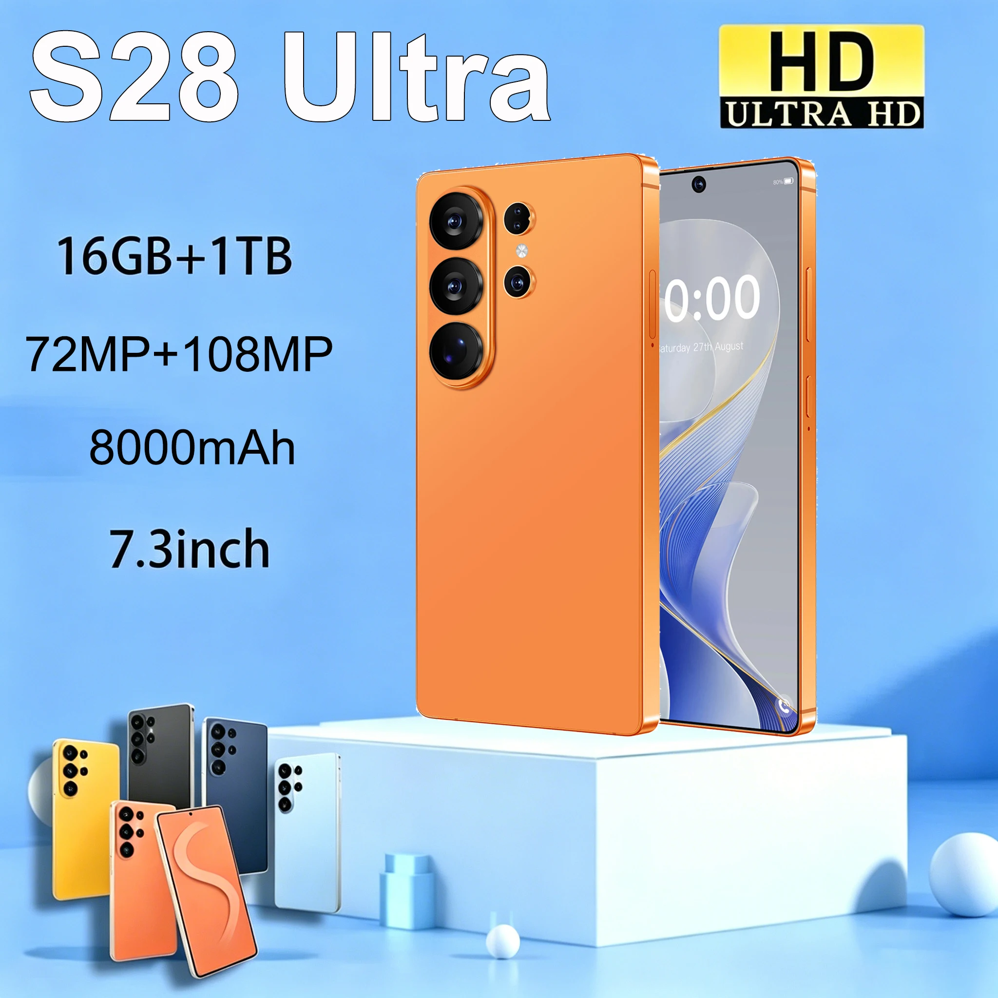 New 2026 Hot High Quality S28 Ultra Original Intelligent 4G 5G Dual Card Dual Standby System Global Version 8000mAh Battery