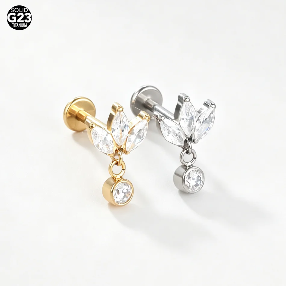 1/5 Stück Titan-Zirkon Tragus-Piercing-Ohrstecker mit Innengewinde, Conch-Labret-Piercing, Körperschmuck